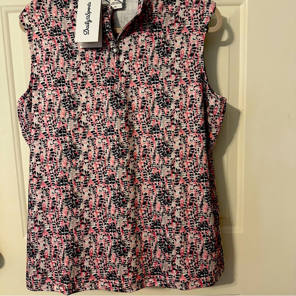 Sleeveless Top - Pink and Black Pattern